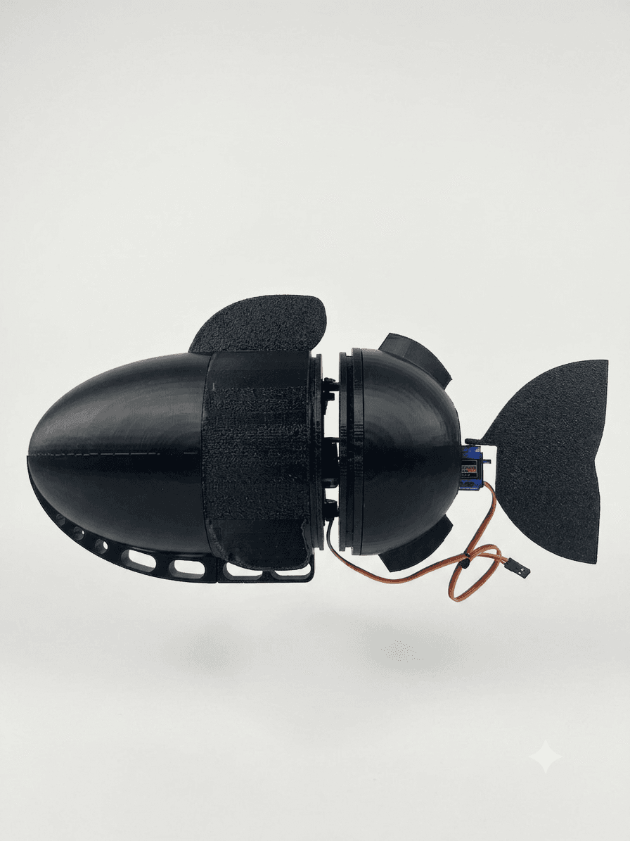 The finished black PETG body, fresh off the printer.